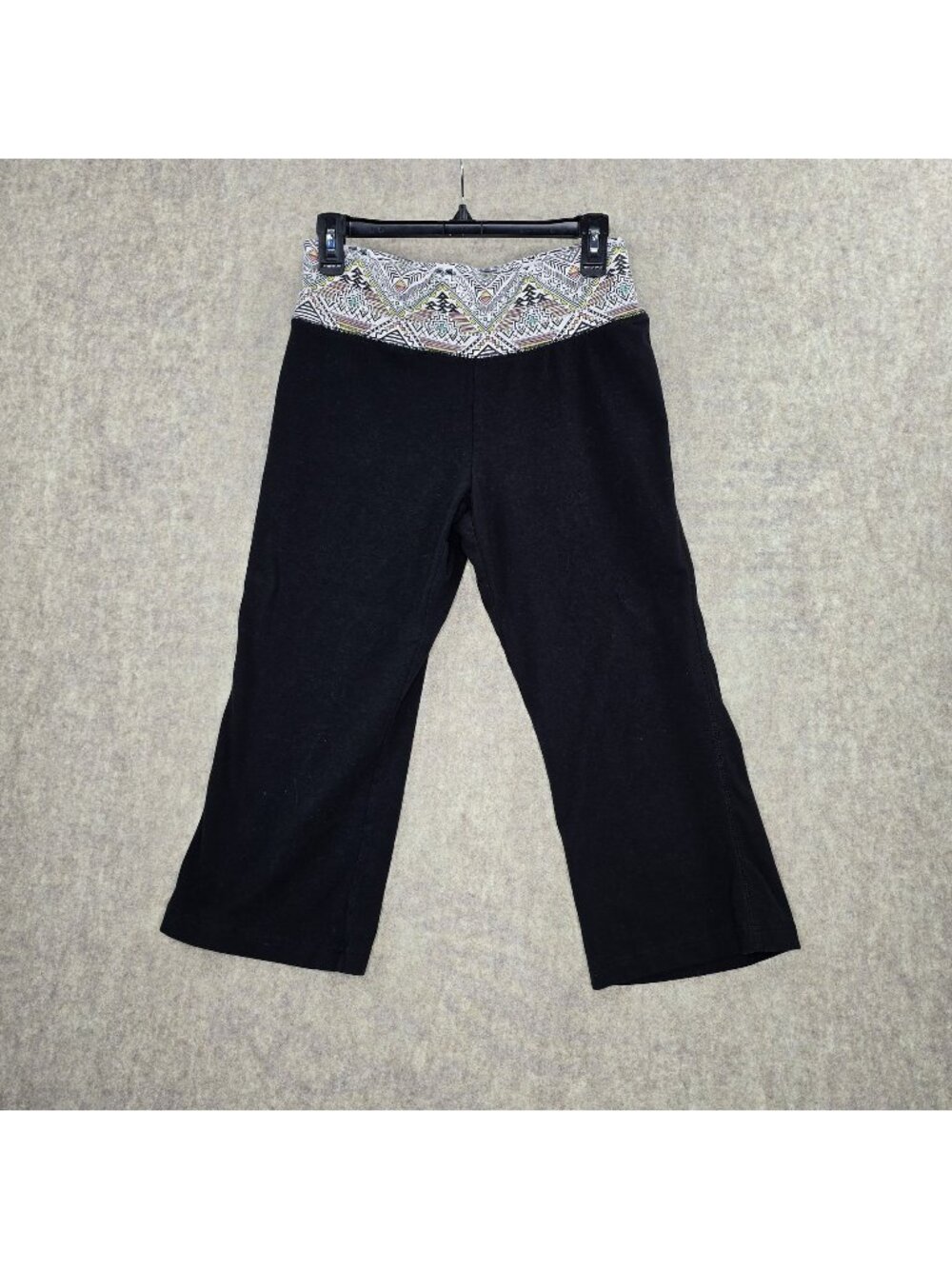 Just Be Women’s Yoga Pants Black Multi Waistband M Cotton Blend Stretch
